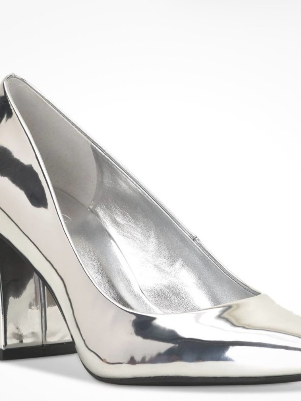 Inc International Concepts Ubika Silver Pointed-toe Pumps 9M Silver Block Heel
